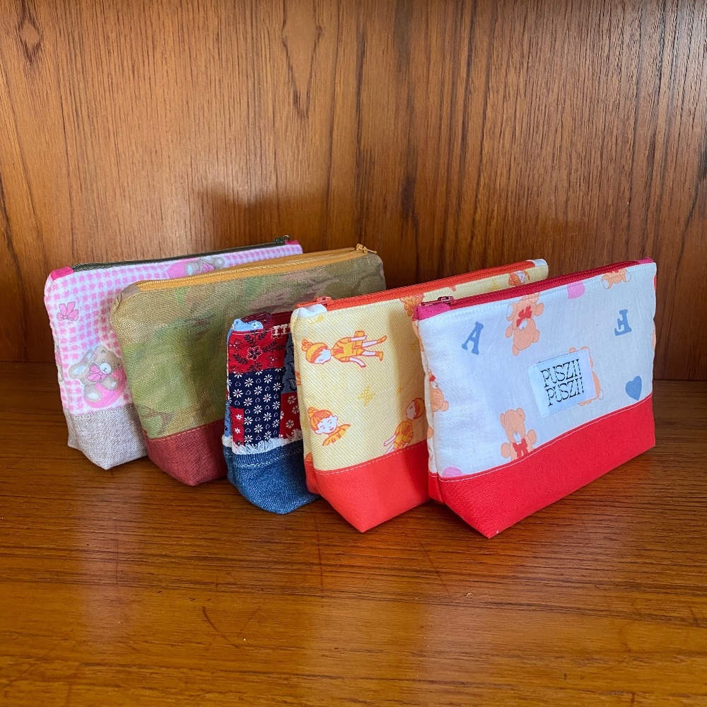 Handmade Quilted Zipper Pouch - Makeup Bag - Toiletry Bag